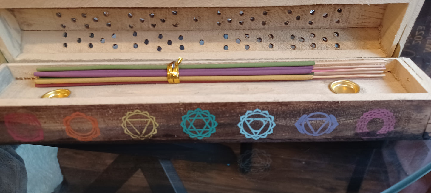 Chakra wooden mixed incense box set