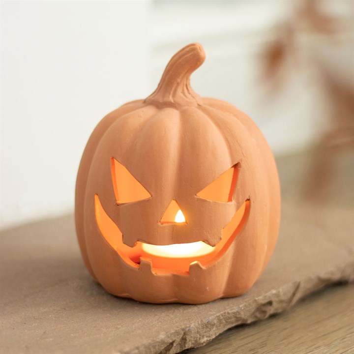 Terracotta Pumpkin Tea Light Holder