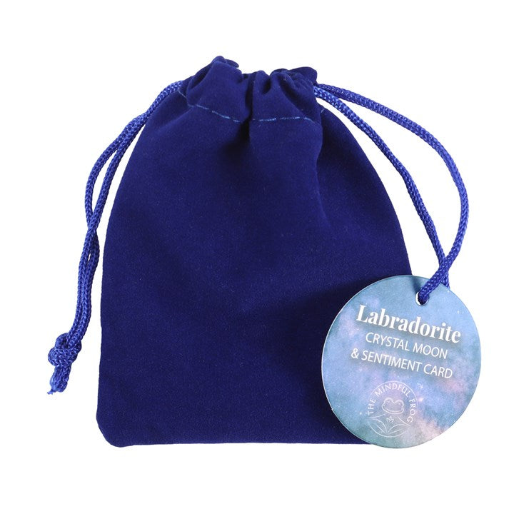 LOVE YOU TO THE MOON LABRADORITE CRYSTAL MOON IN A BAG