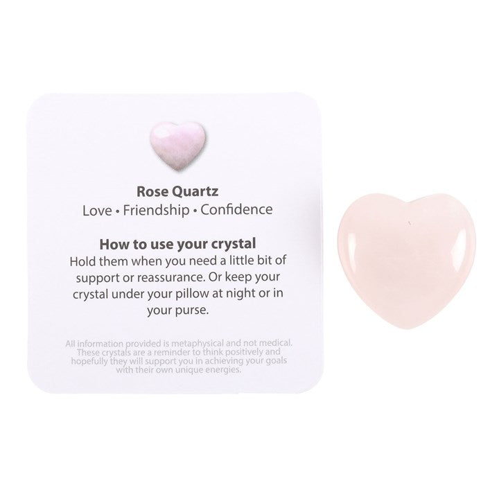 I LOVE YOU ROSE QUARTZ CRYSTAL HEART IN A BAG