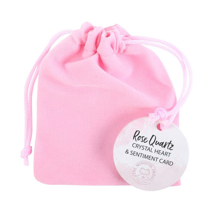 I LOVE YOU ROSE QUARTZ CRYSTAL HEART IN A BAG