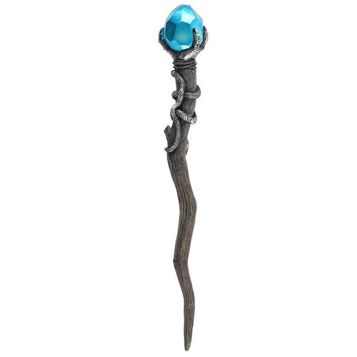 SILVER CLAW WAND WITH BLUE GEM