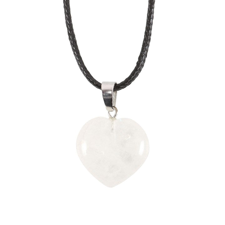 CLEAR QUARTZ HEALING CRYSTAL HEART NECKLACE