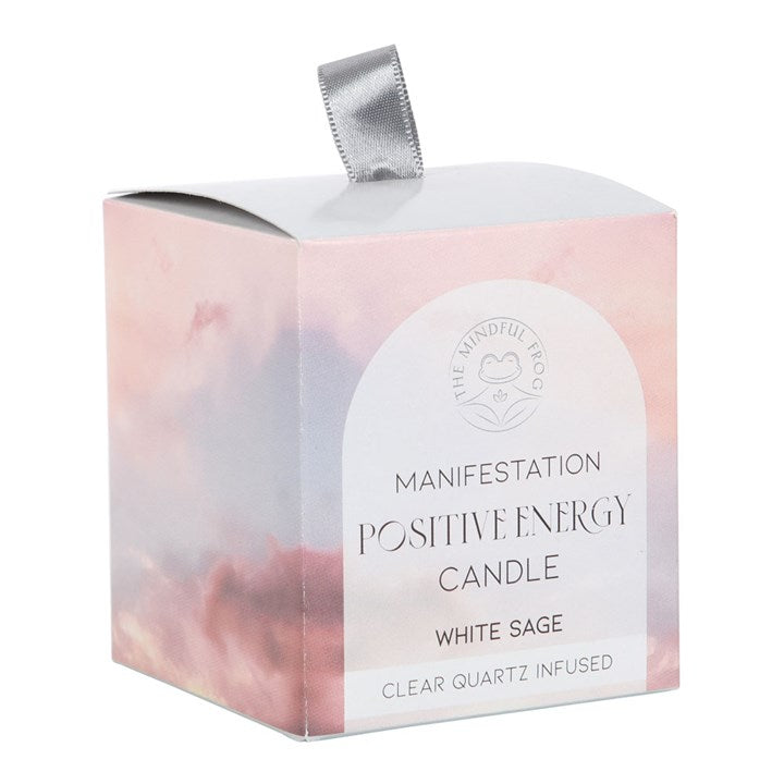Clear Quartz Crystal White Sage Candle