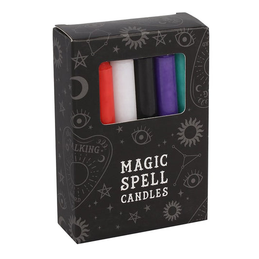PACK OF 12 MIXED COLOUR SPELL CANDLES