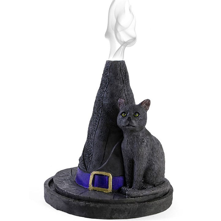 Witches Hat and Cat incense cone  burner