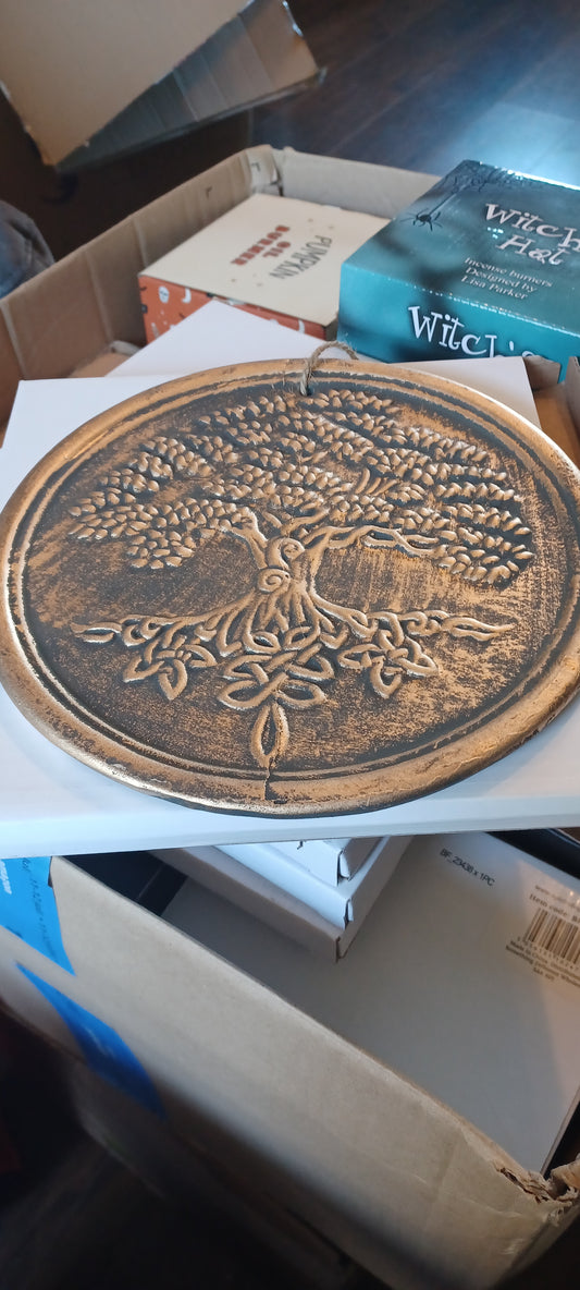 Tree Of Life Bronze Effect Terracotta Hanging Plaque