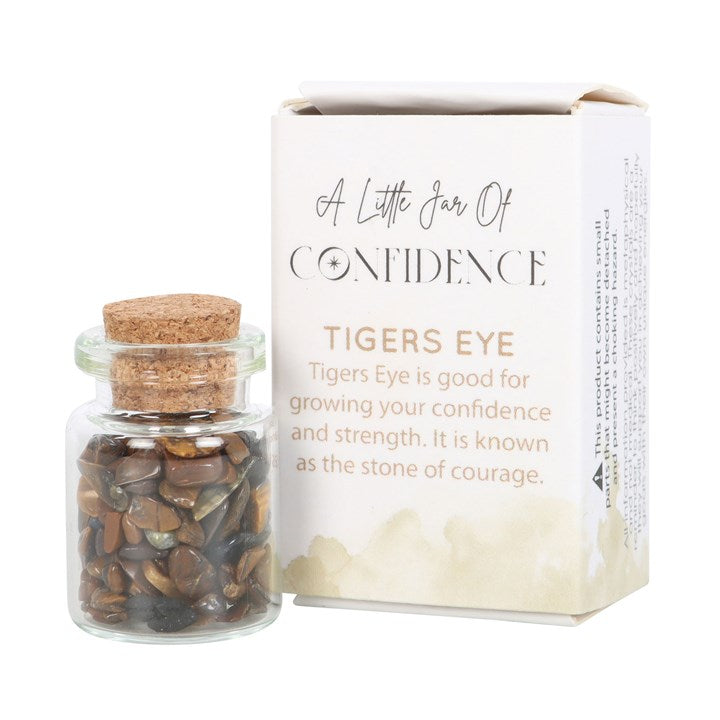 JAR OF CONFIDENCE TIGER'S EYE CRYSTAL IN A MATCHBOX