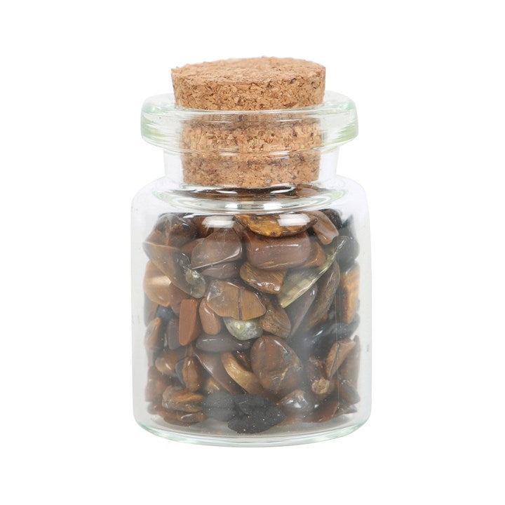 JAR OF CONFIDENCE TIGER'S EYE CRYSTAL IN A MATCHBOX