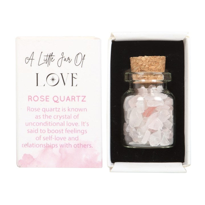 JAR OF LOVE ROSE QUARTZ CRYSTAL IN A MATCH BOX