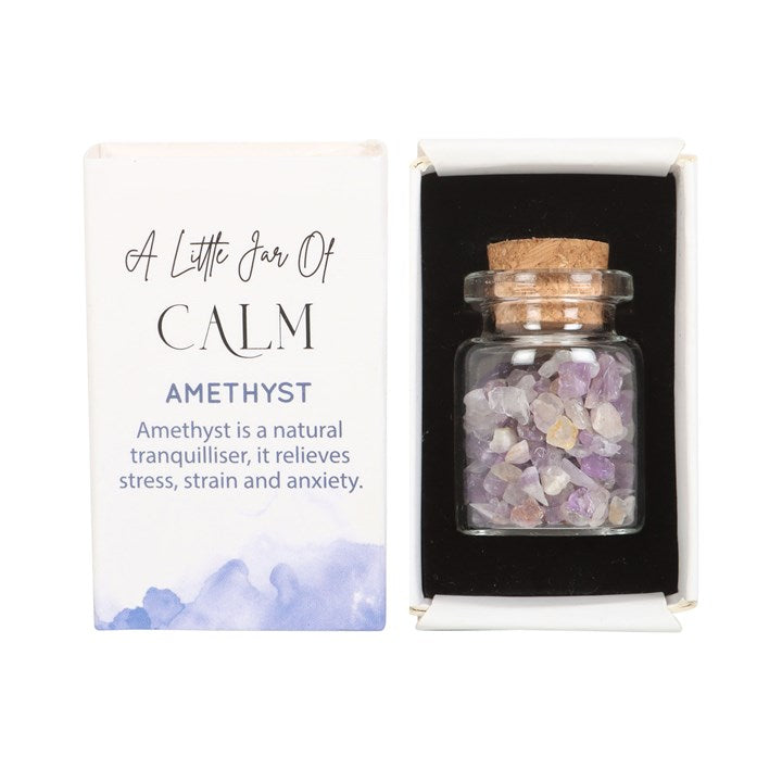 JAR OF CALM AMETHYST CRYSTAL IN A MATCHBOX